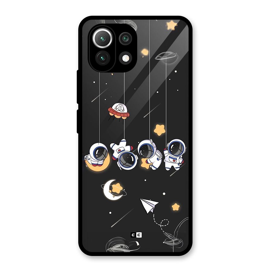 Hanging Astronauts Glass Back Case for Mi 11 Lite NE 5G