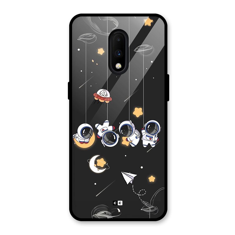 Hanging Astronauts Glass Back Case for OnePlus 7