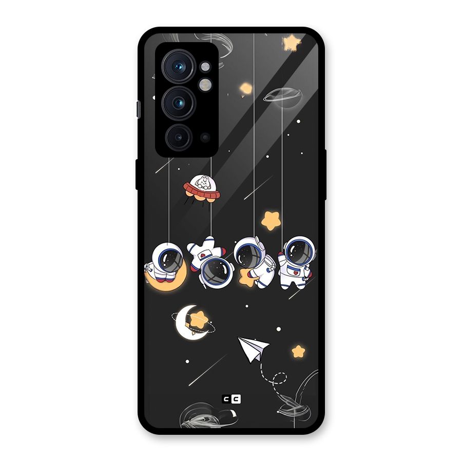 Hanging Astronauts Glass Back Case for OnePlus 9RT 5G