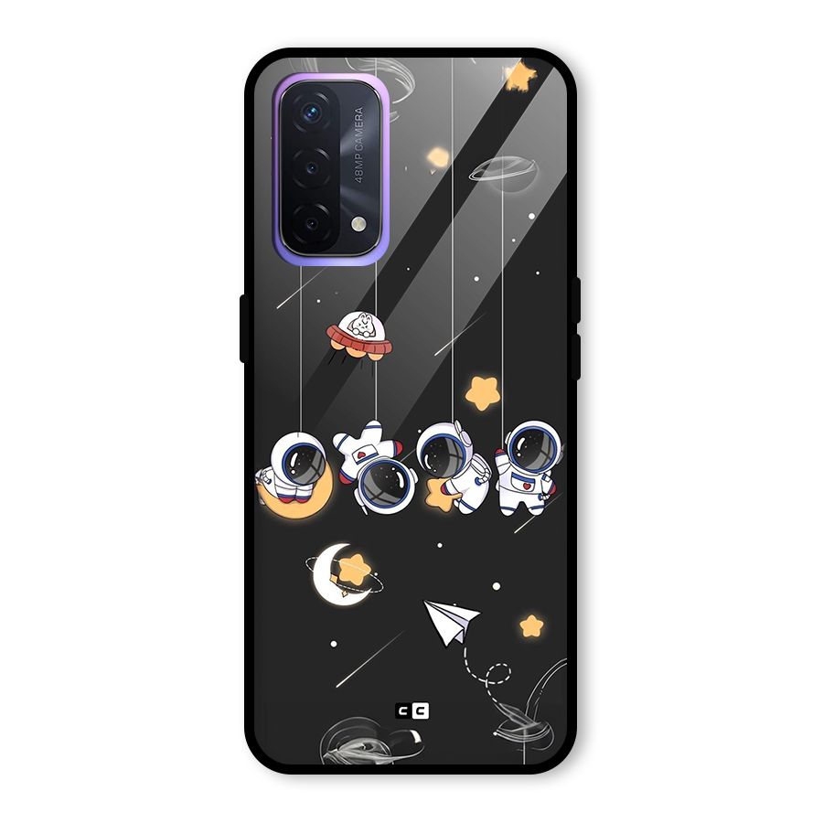 Hanging Astronauts Glass Back Case for Oppo A74 5G