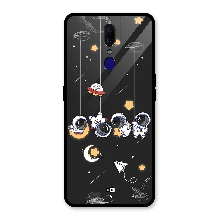Hanging Astronauts Glass Back Case for Oppo F11