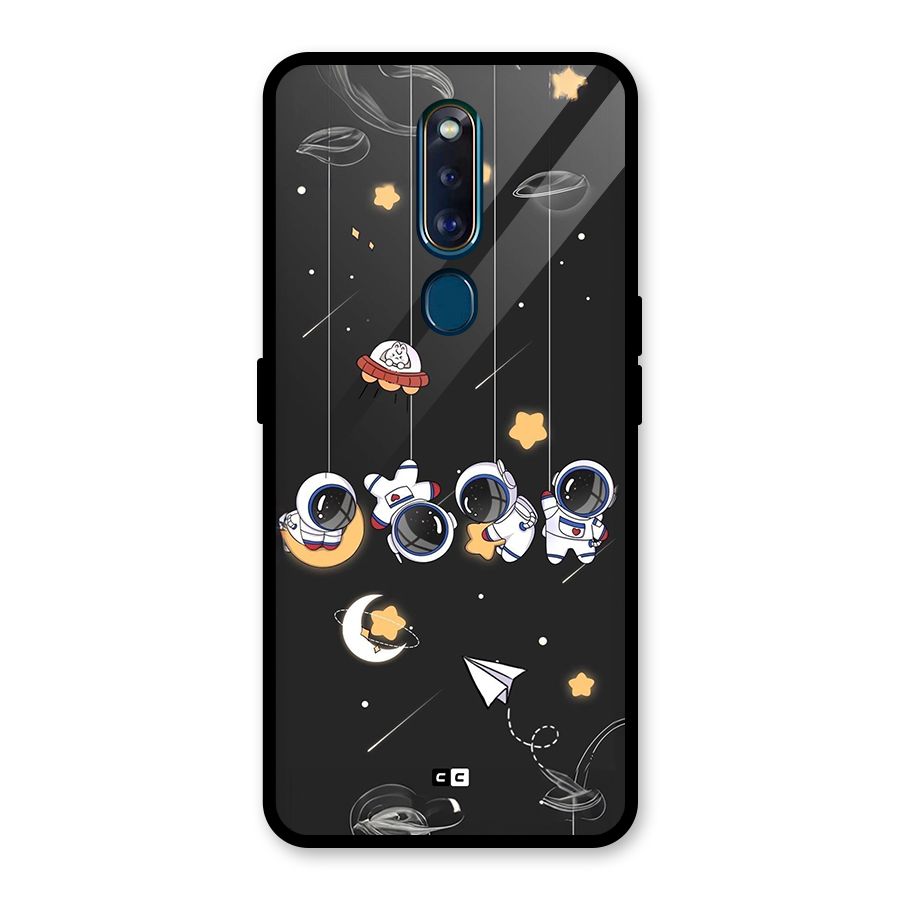 Hanging Astronauts Glass Back Case for Oppo F11 Pro