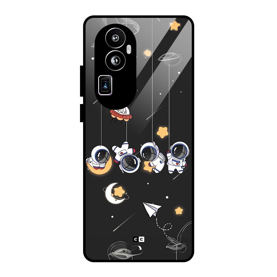 Hanging Astronauts Glass Back Case for Oppo Reno10 Pro Plus