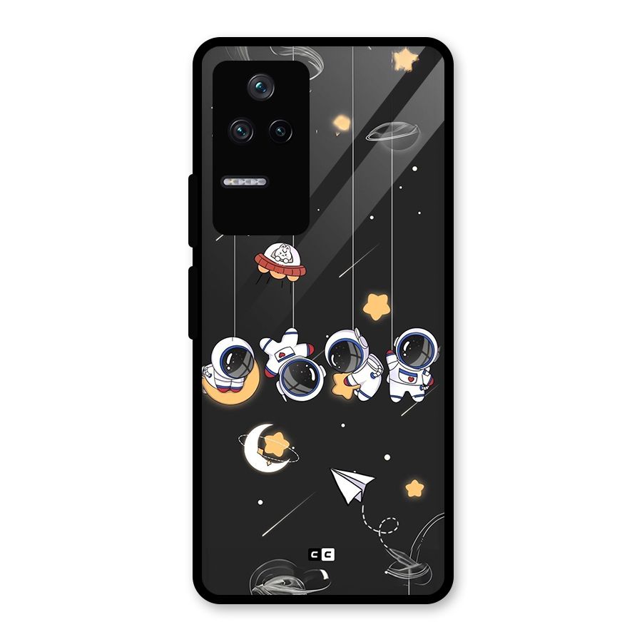 Hanging Astronauts Glass Back Case for Poco F4 5G