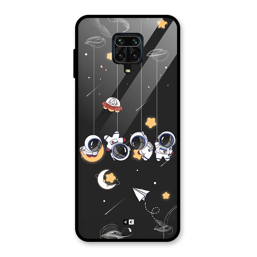 Hanging Astronauts Glass Back Case for Poco M2 Pro