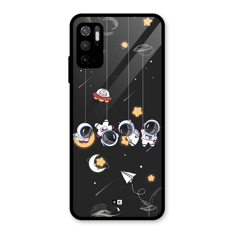 Hanging Astronauts Glass Back Case for Poco M3 Pro 5G