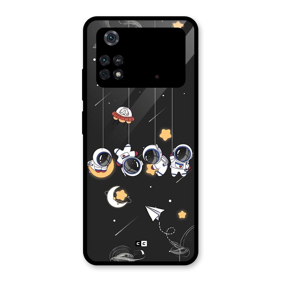 Hanging Astronauts Glass Back Case for Poco M4 Pro 4G