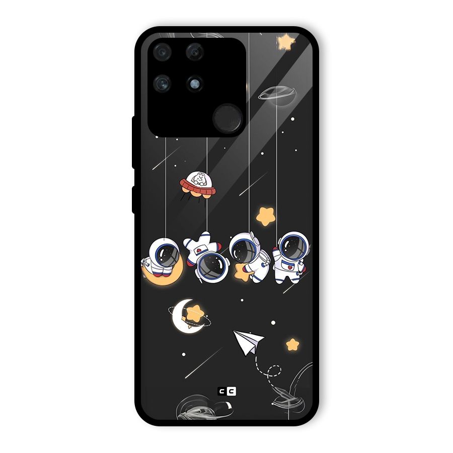 Hanging Astronauts Glass Back Case for Realme Narzo 50A