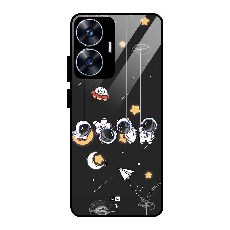 Hanging Astronauts Glass Back Case for Realme Narzo N55