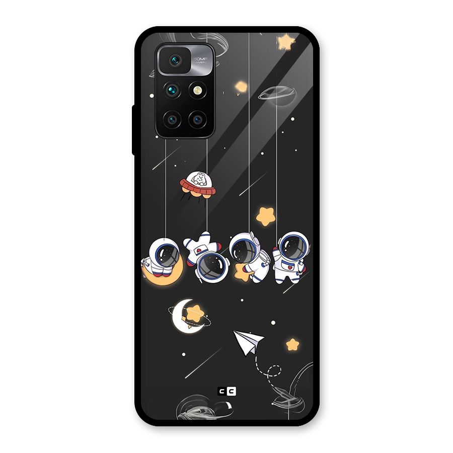Hanging Astronauts Glass Back Case for Redmi 10 Prime