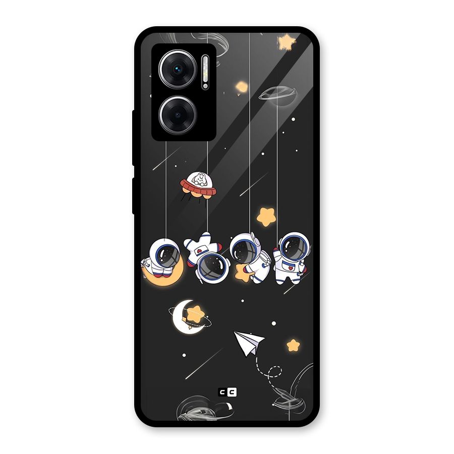 Hanging Astronauts Glass Back Case for Redmi 11 Prime 5G