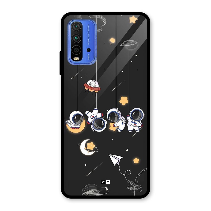 Hanging Astronauts Glass Back Case for Redmi 9 Power
