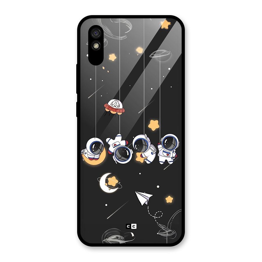 Hanging Astronauts Glass Back Case for Redmi 9i