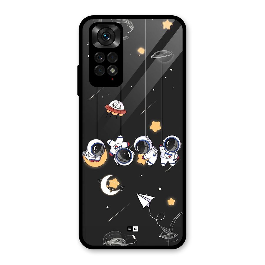 Hanging Astronauts Glass Back Case for Redmi Note 11S