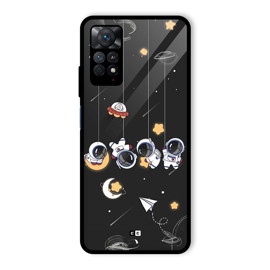Hanging Astronauts Glass Back Case for Redmi Note 11 Pro Plus 5G