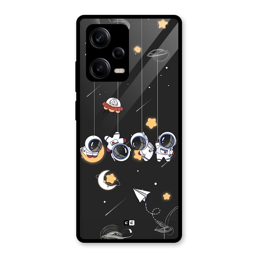 Hanging Astronauts Glass Back Case for Redmi Note 12 Pro