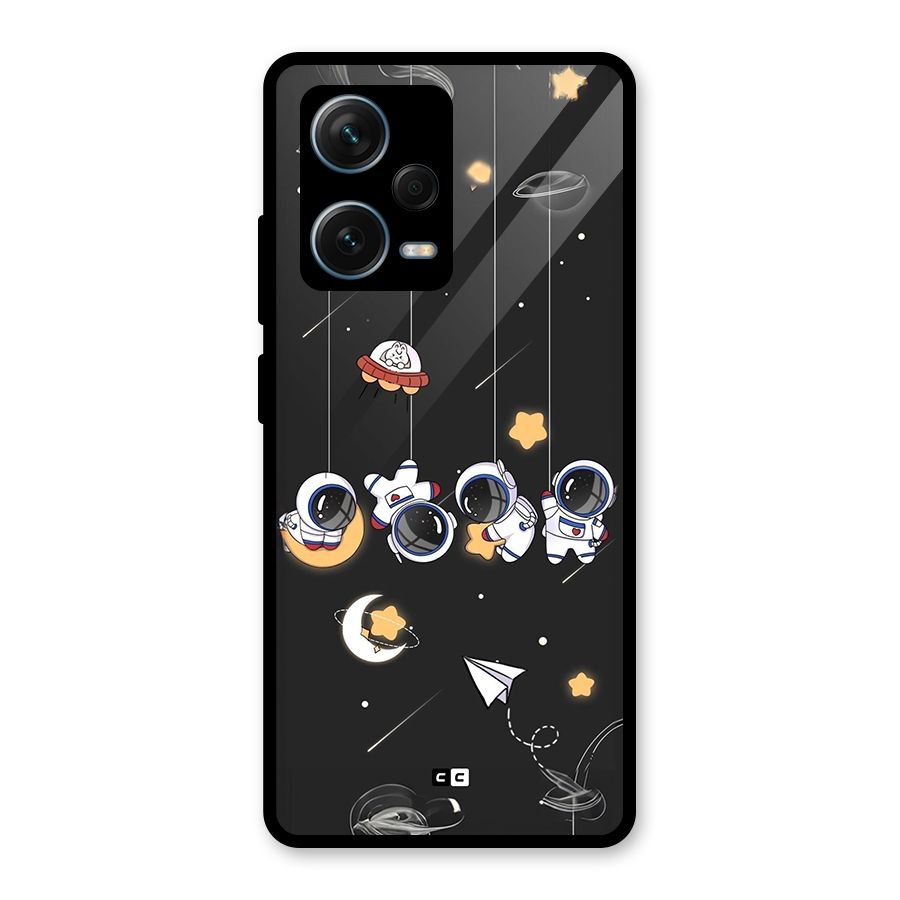 Hanging Astronauts Glass Back Case for Redmi Note 12 Pro Plus 5G