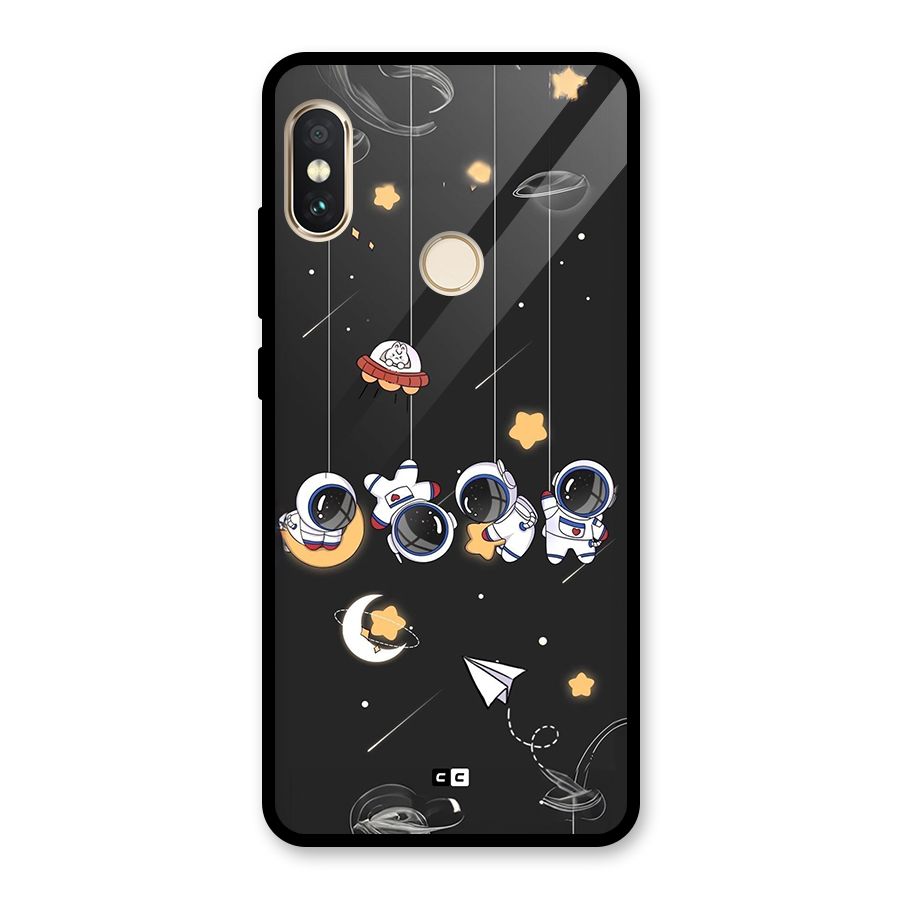 Hanging Astronauts Glass Back Case for Redmi Note 5 Pro
