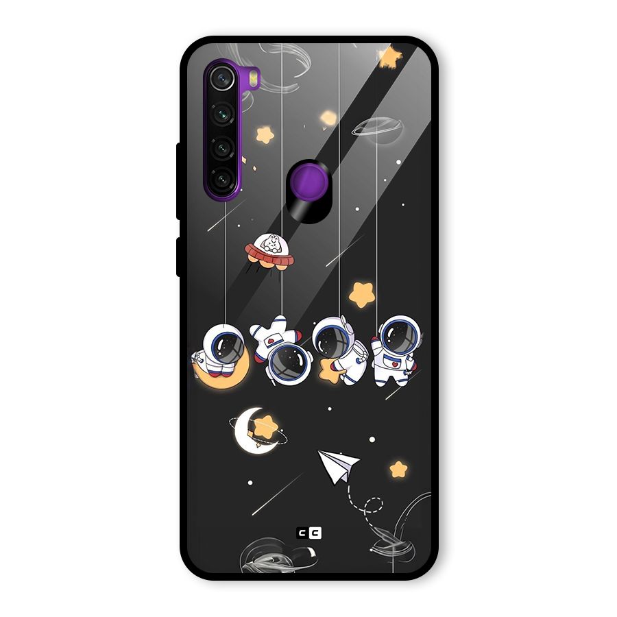 Hanging Astronauts Glass Back Case for Redmi Note 8