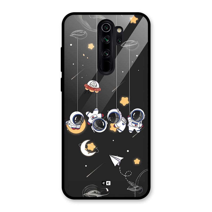 Hanging Astronauts Glass Back Case for Redmi Note 8 Pro