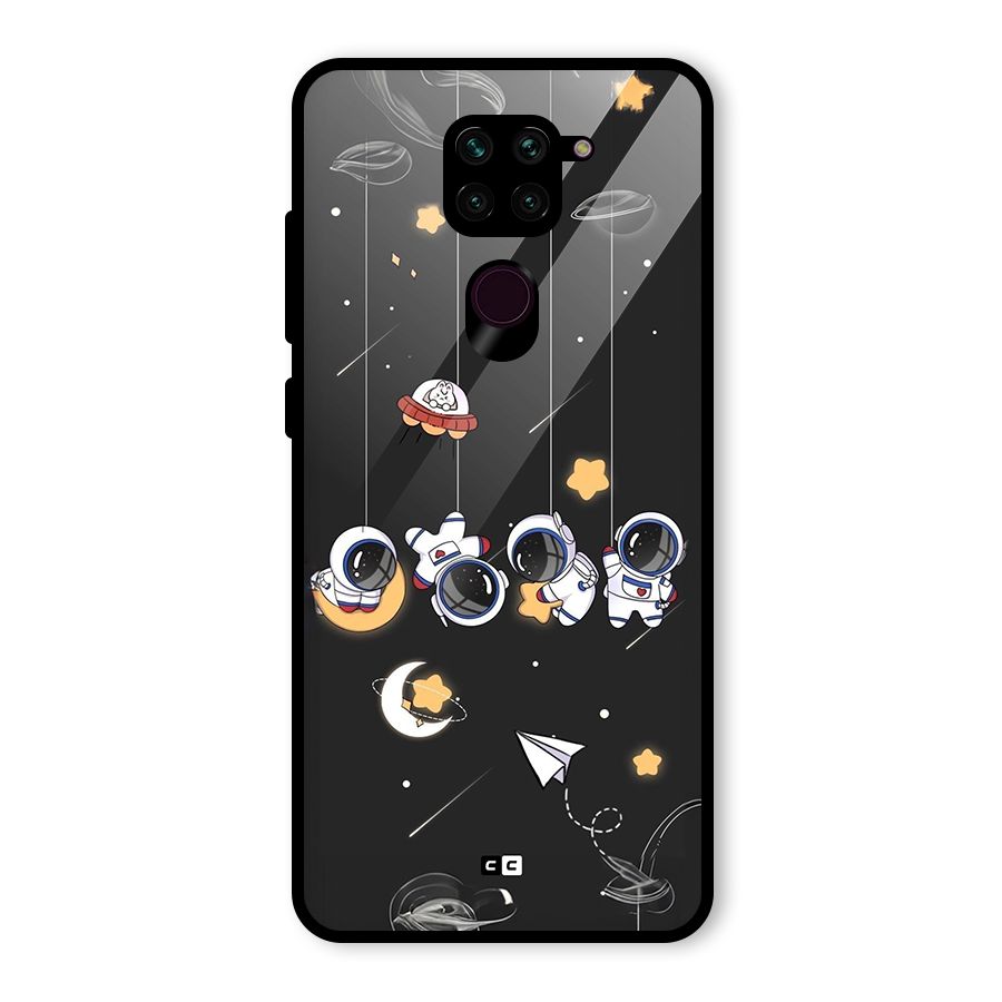 Hanging Astronauts Glass Back Case for Redmi Note 9