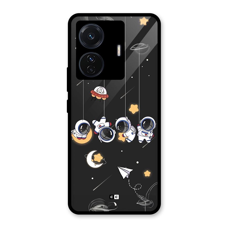 Hanging Astronauts Glass Back Case for Vivo T1 Pro