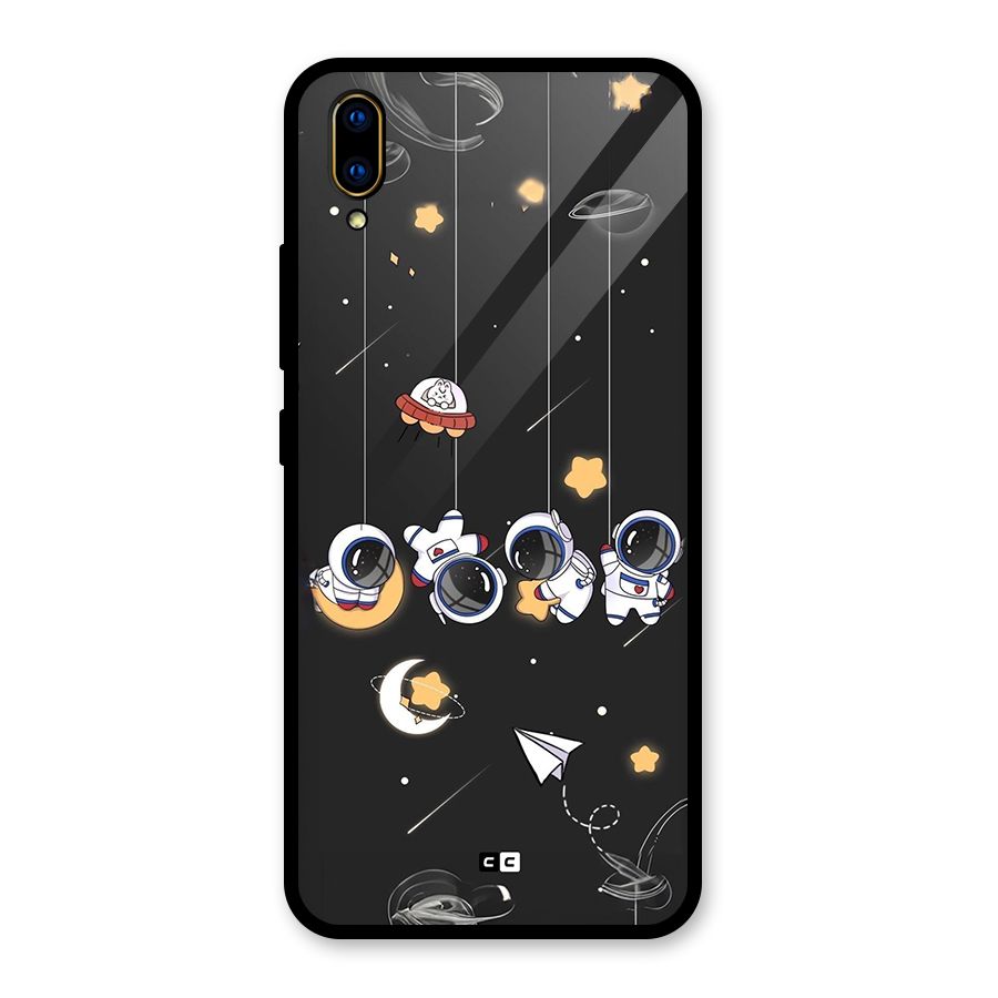 Hanging Astronauts Glass Back Case for Vivo V11 Pro