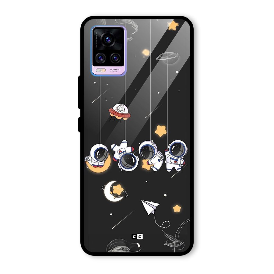 Hanging Astronauts Glass Back Case for Vivo V20 Pro