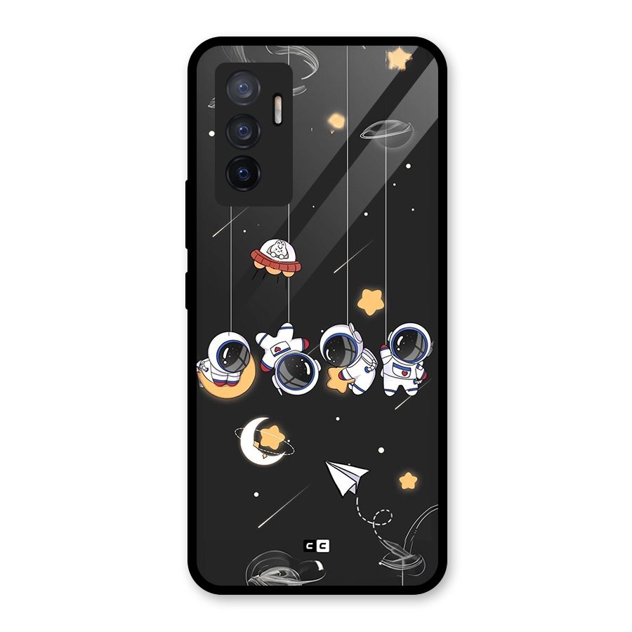 Hanging Astronauts Glass Back Case for Vivo V23e