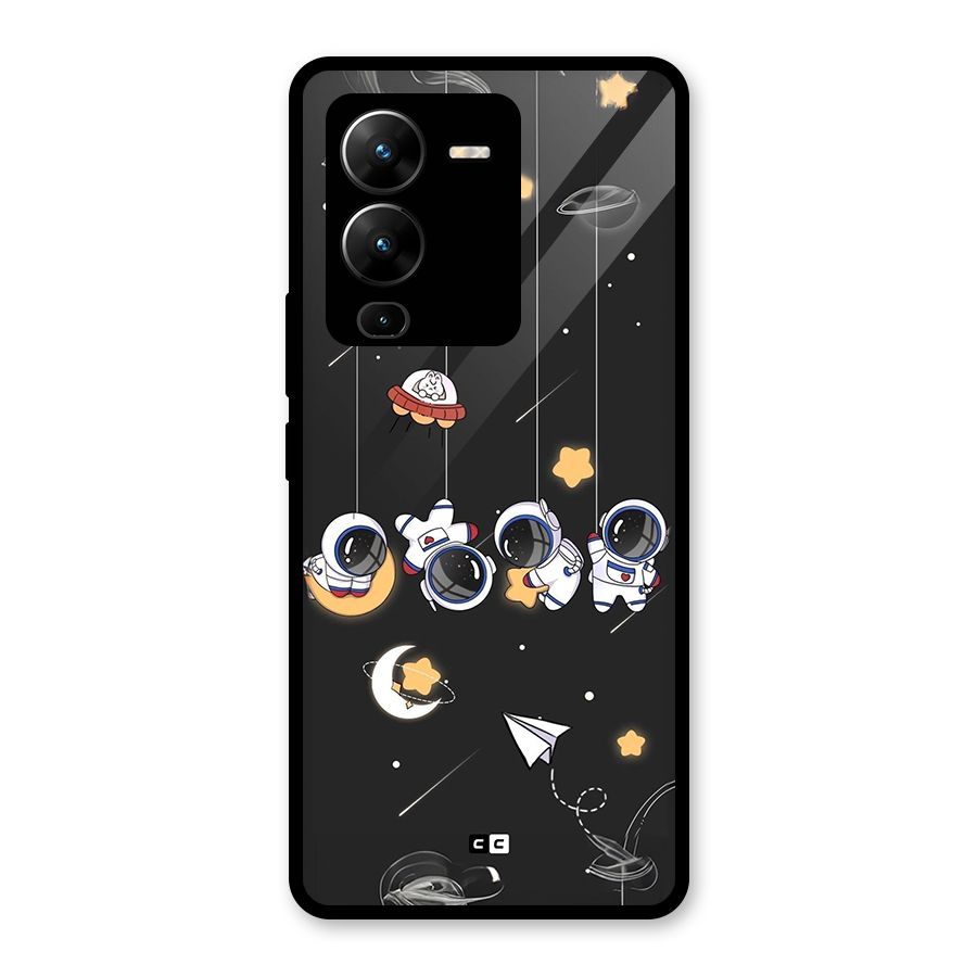 Hanging Astronauts Glass Back Case for Vivo V25 Pro