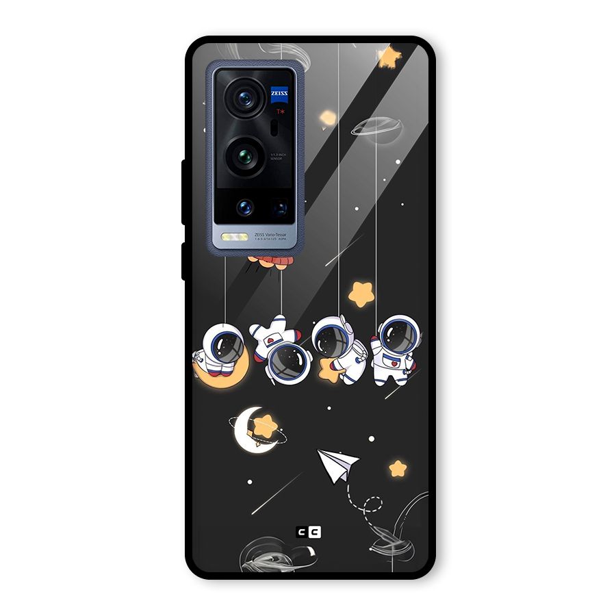 Hanging Astronauts Glass Back Case for Vivo X60 Pro Plus