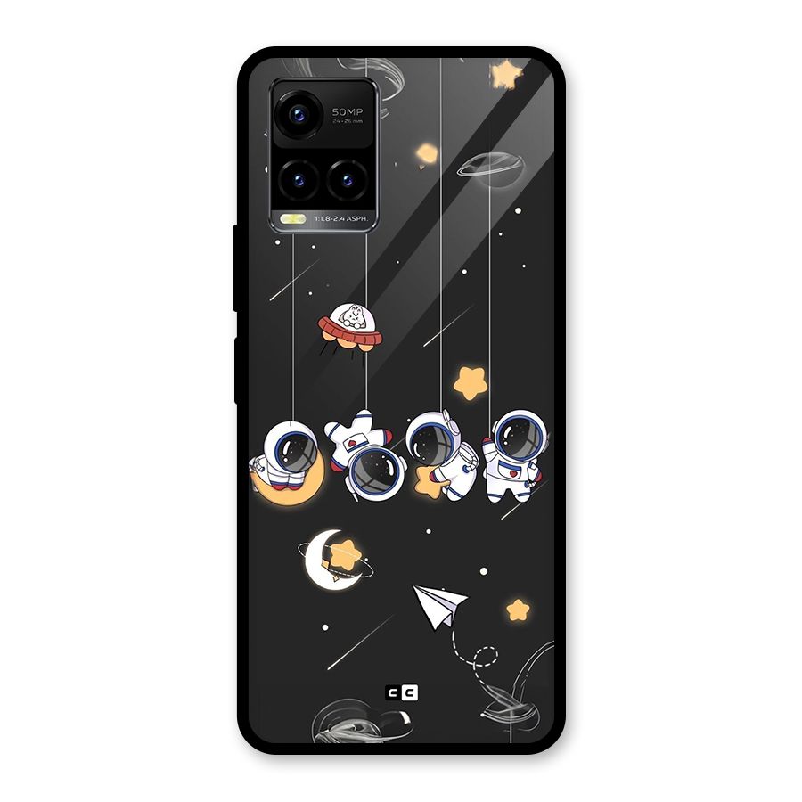 Hanging Astronauts Glass Back Case for Vivo Y33s