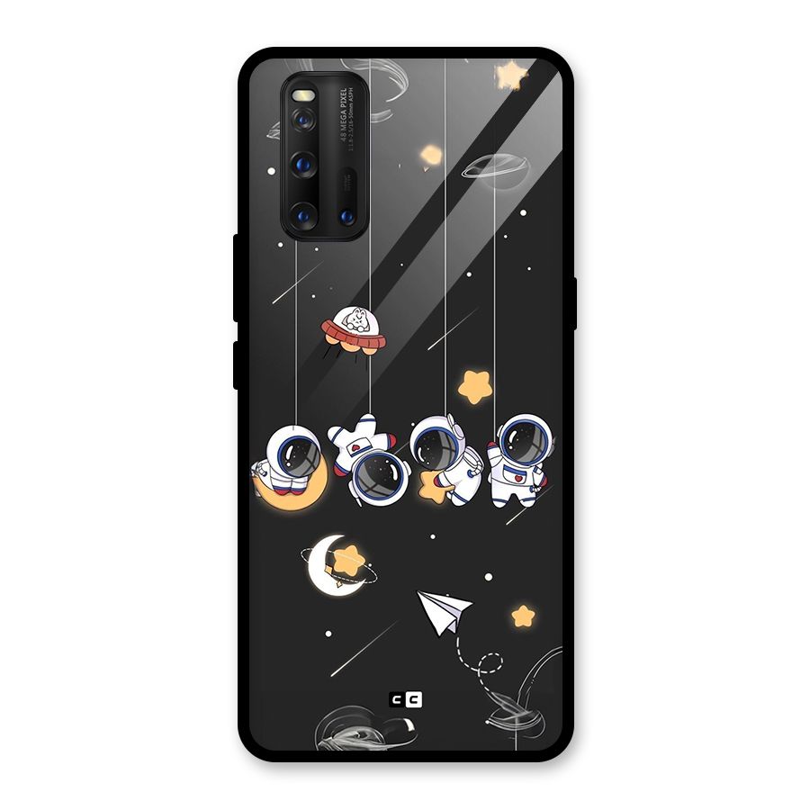 Hanging Astronauts Glass Back Case for Vivo iQOO 3