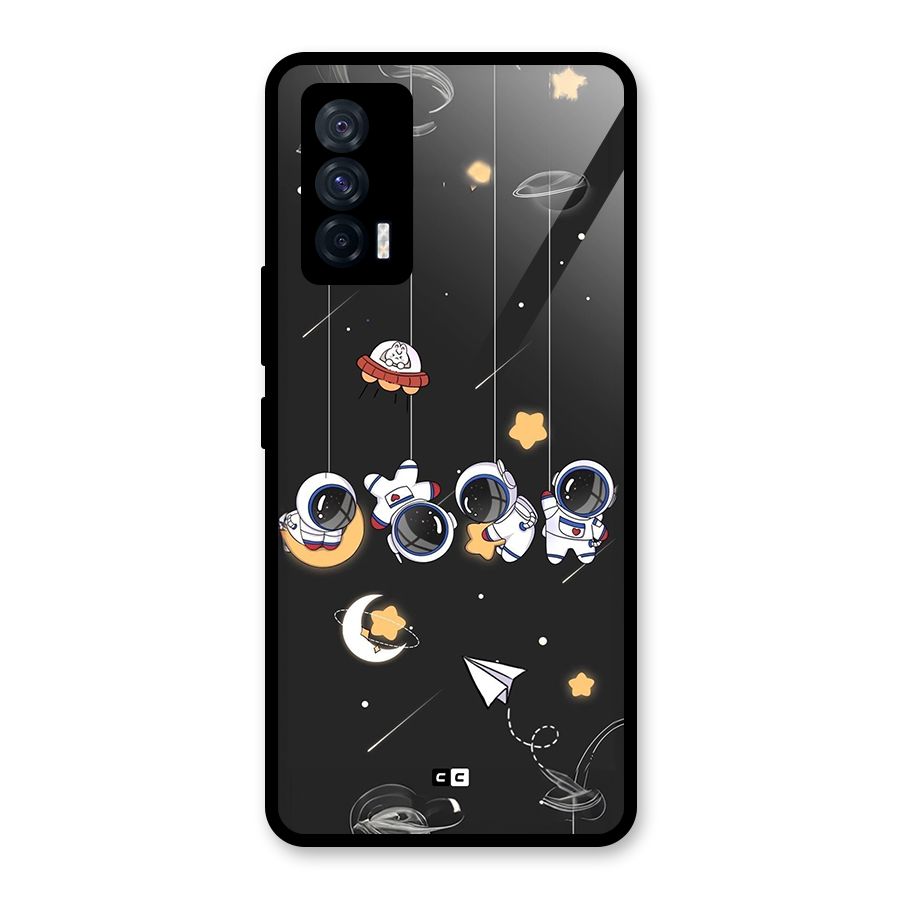 Hanging Astronauts Glass Back Case for Vivo iQOO 7 5G
