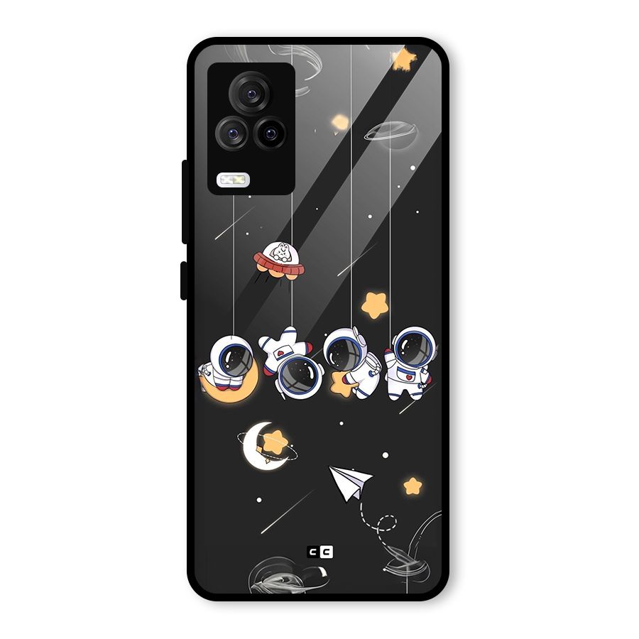Hanging Astronauts Glass Back Case for Vivo iQOO 7 Legend 5G