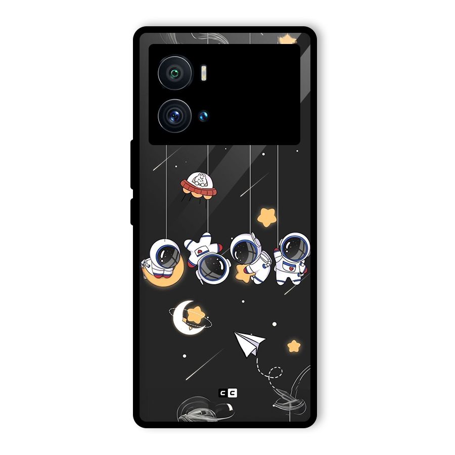 Hanging Astronauts Glass Back Case for Vivo iQOO 9 Pro