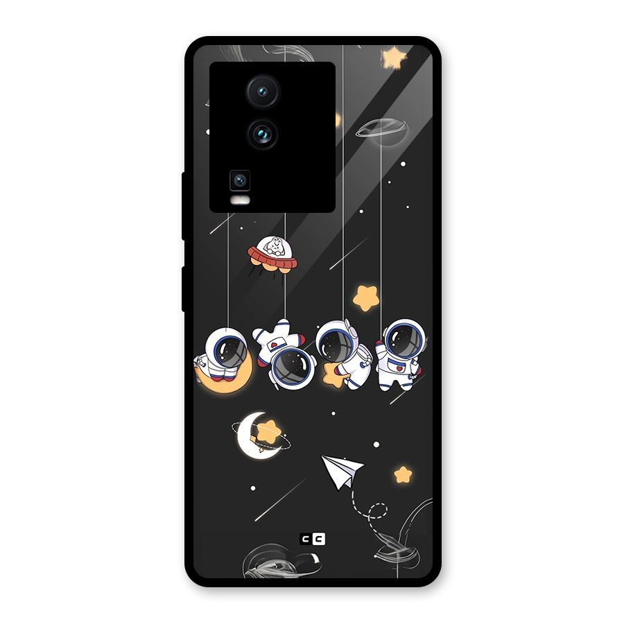 Hanging Astronauts Glass Back Case for Vivo iQOO Neo 7 Pro