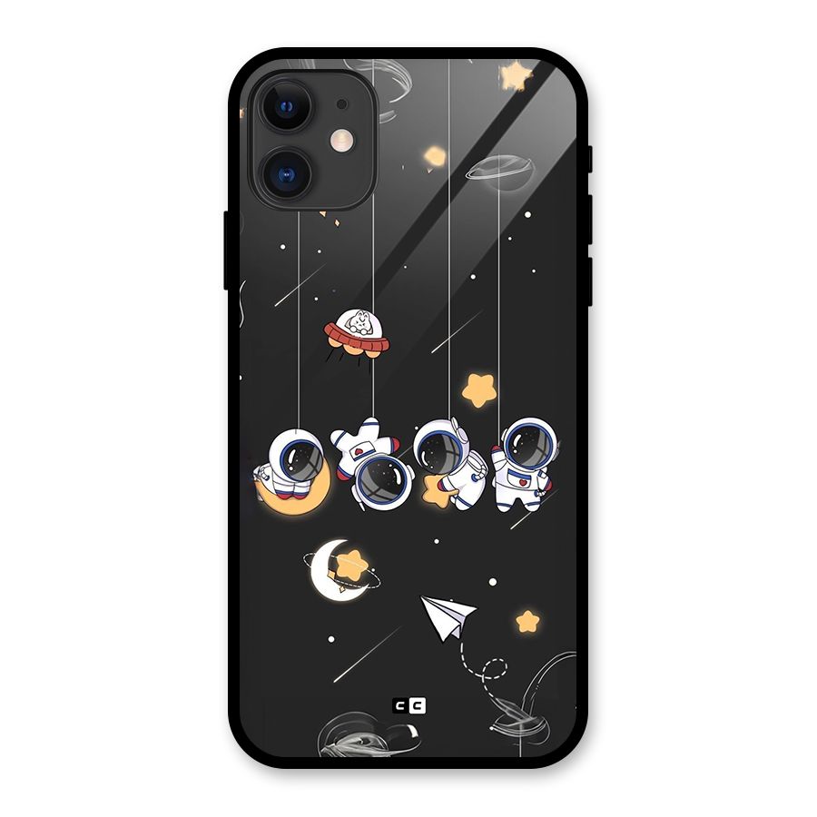Hanging Astronauts Glass Back Case for iPhone 11
