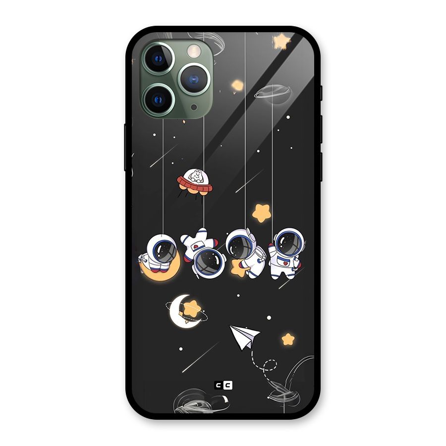 Hanging Astronauts Glass Back Case for iPhone 11 Pro