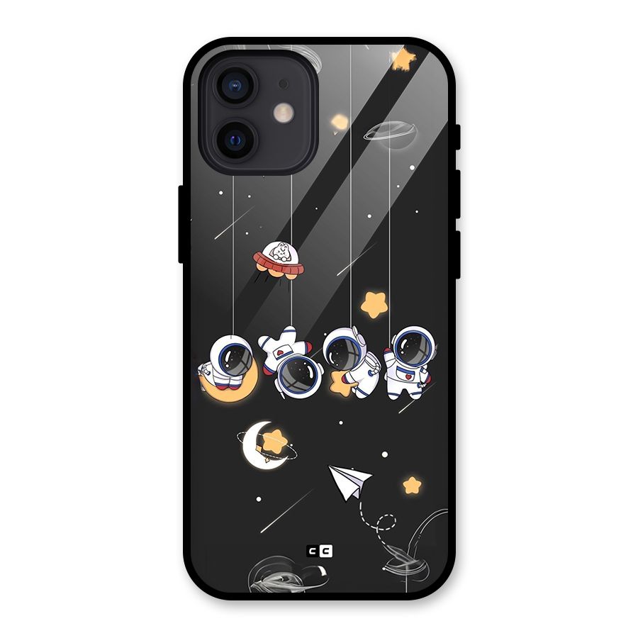 Hanging Astronauts Glass Back Case for iPhone 12