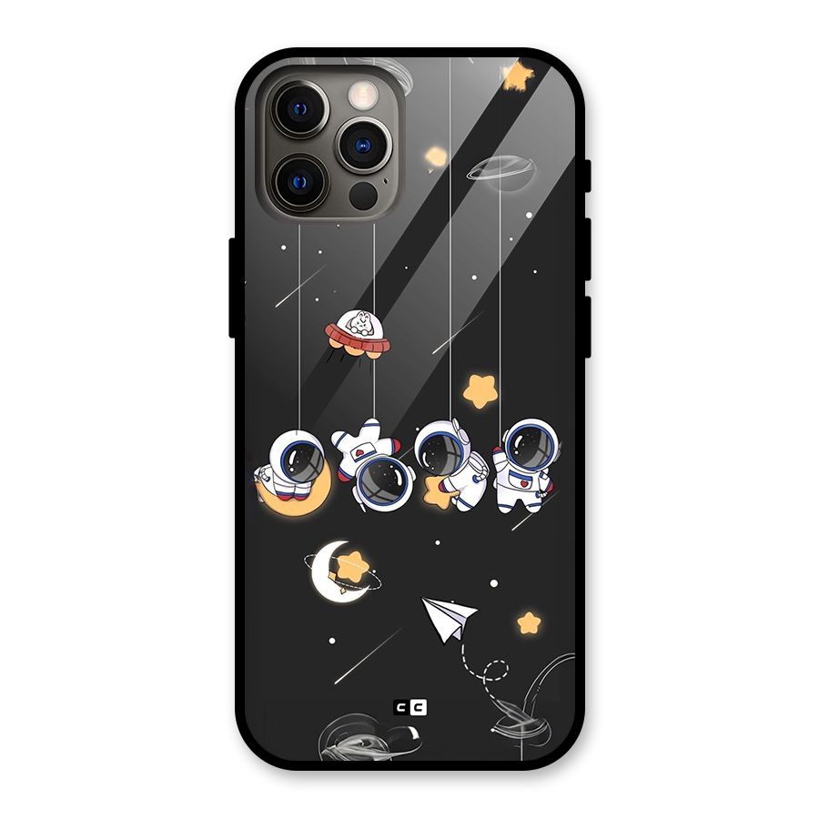 Hanging Astronauts Glass Back Case for iPhone 12 Pro