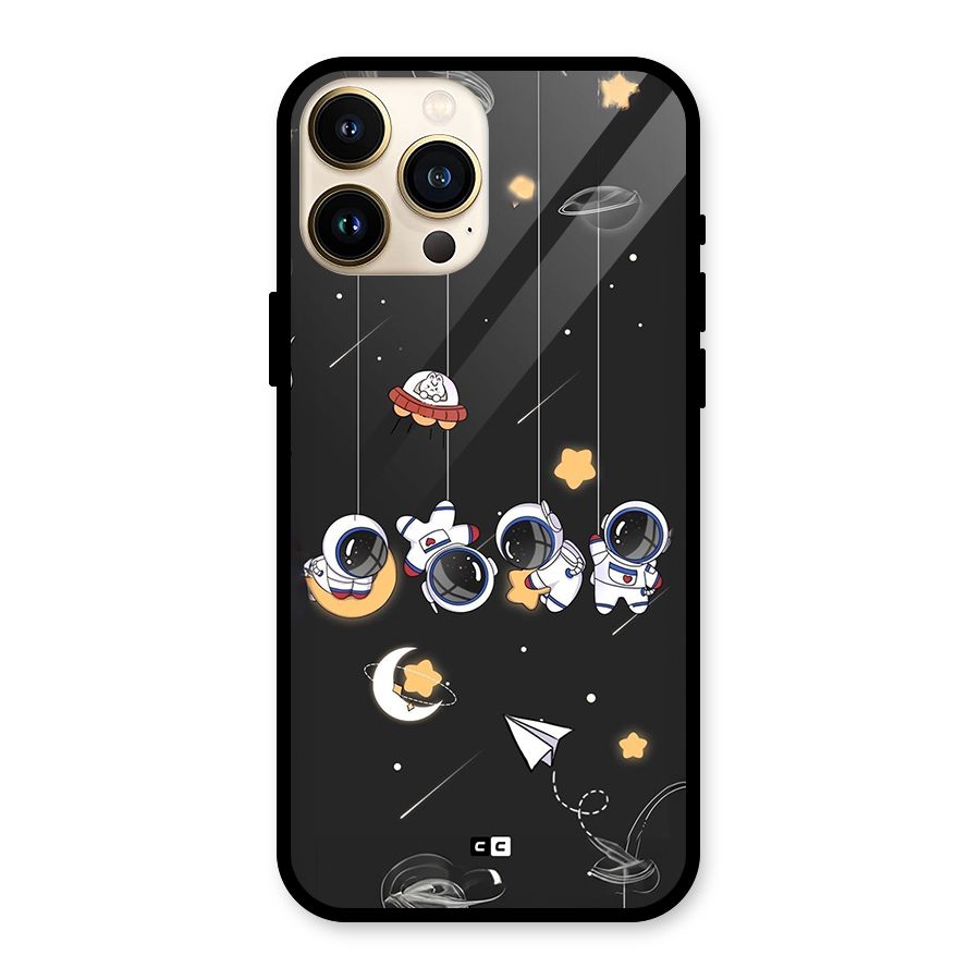 Hanging Astronauts Glass Back Case for iPhone 13 Pro Max