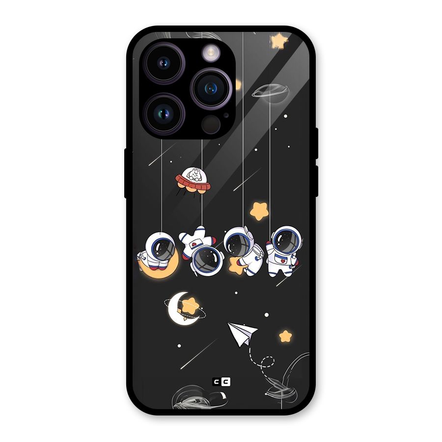 Hanging Astronauts Glass Back Case for iPhone 14 Pro