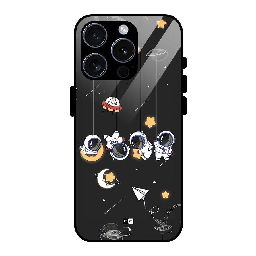 Hanging Astronauts Glass Back Case for iPhone 15 Pro