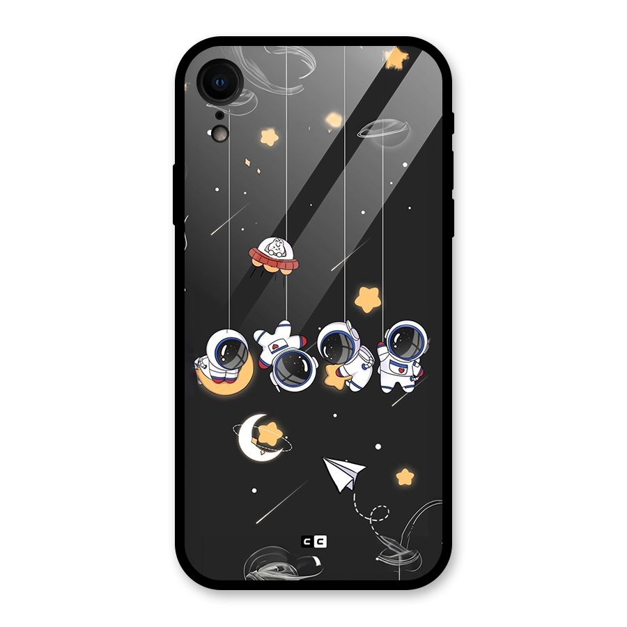 Hanging Astronauts Glass Back Case for iPhone XR