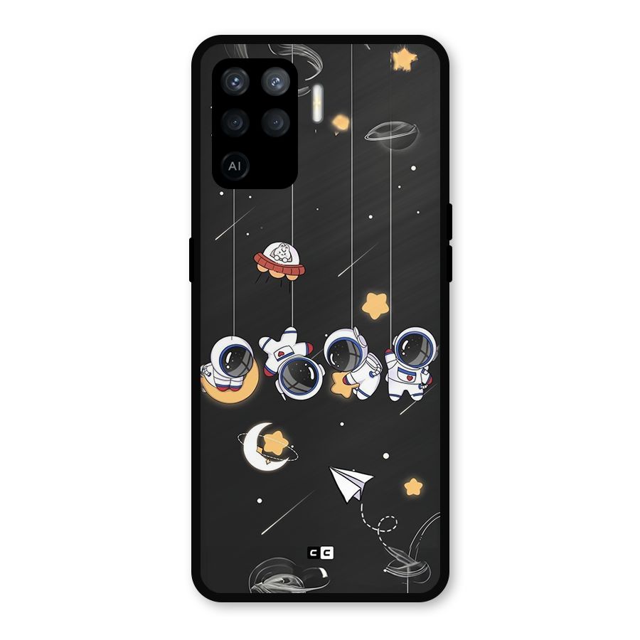 Hanging Astronauts Metal Back Case for Oppo F19 Pro