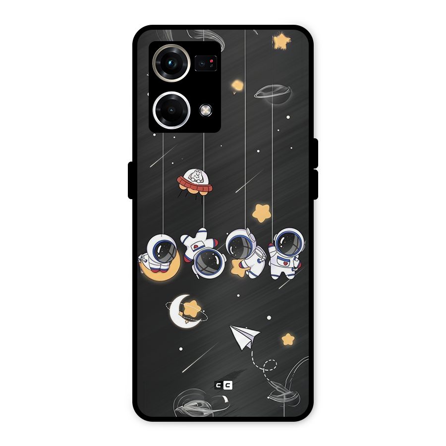 Hanging Astronauts Metal Back Case for Oppo F21 Pro 4G
