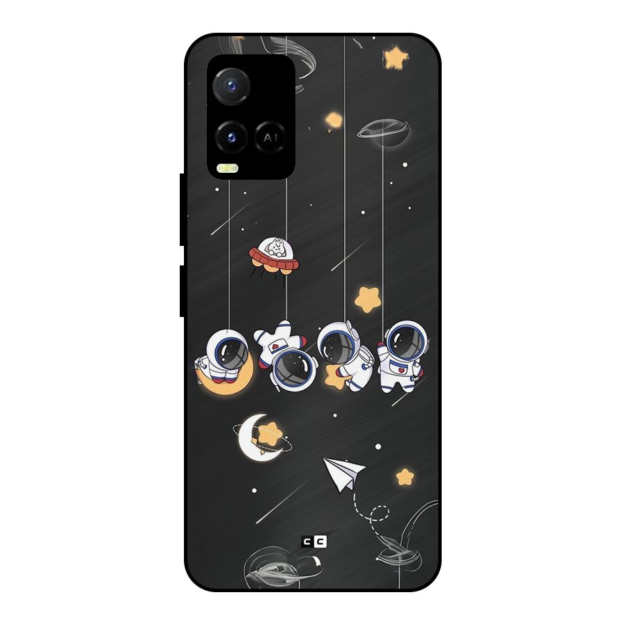 Hanging Astronauts Metal Back Case for Vivo Y21G