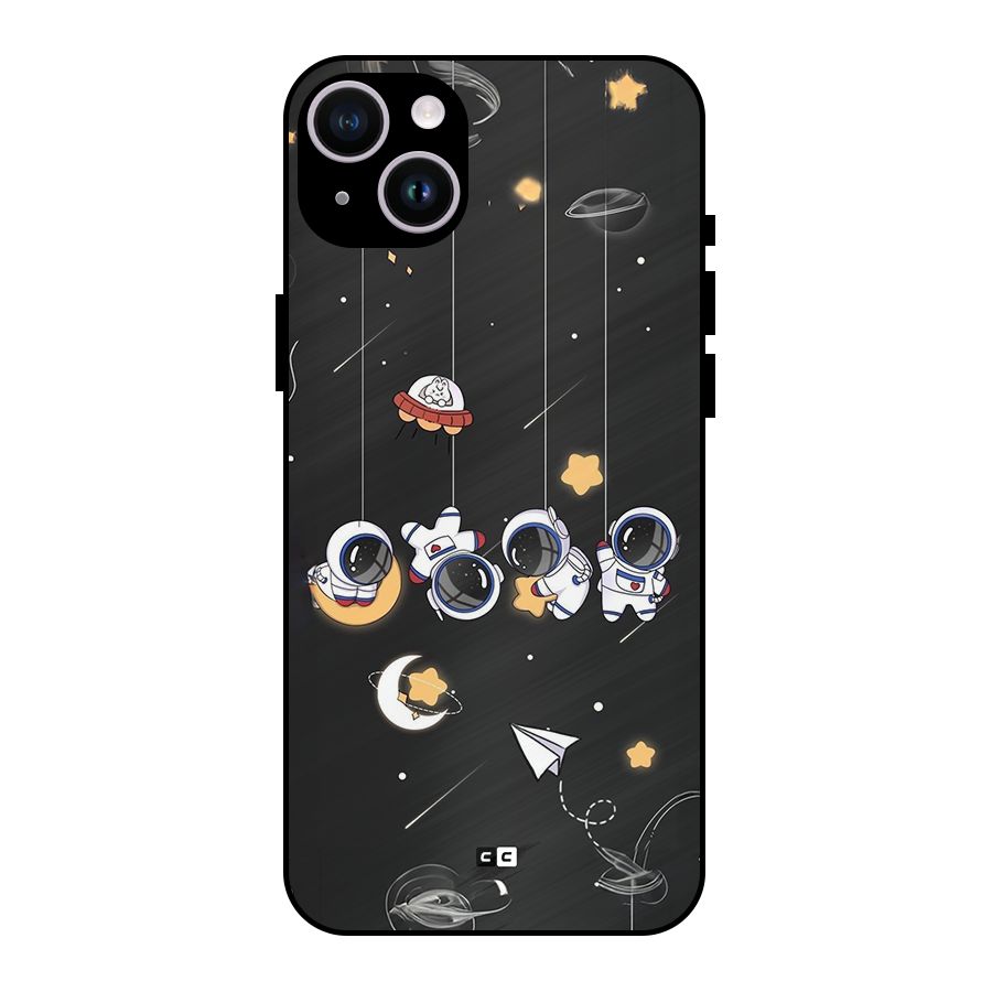 Hanging Astronauts Metal Back Case for iPhone 14 Plus