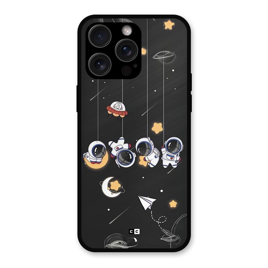 Hanging Astronauts Metal Back Case for iPhone 15 Pro Max